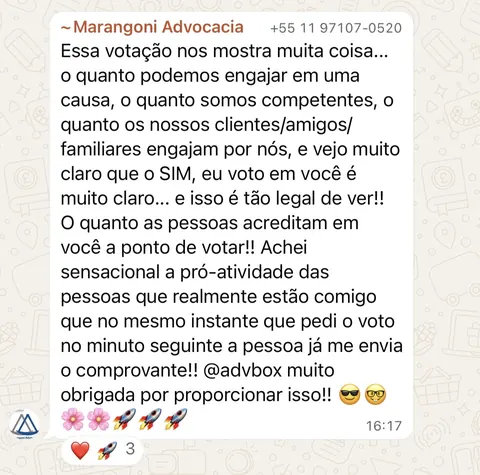 Depoimento de Marangoni Advocacia