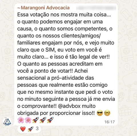 Depoimento de Marangoni Advocacia